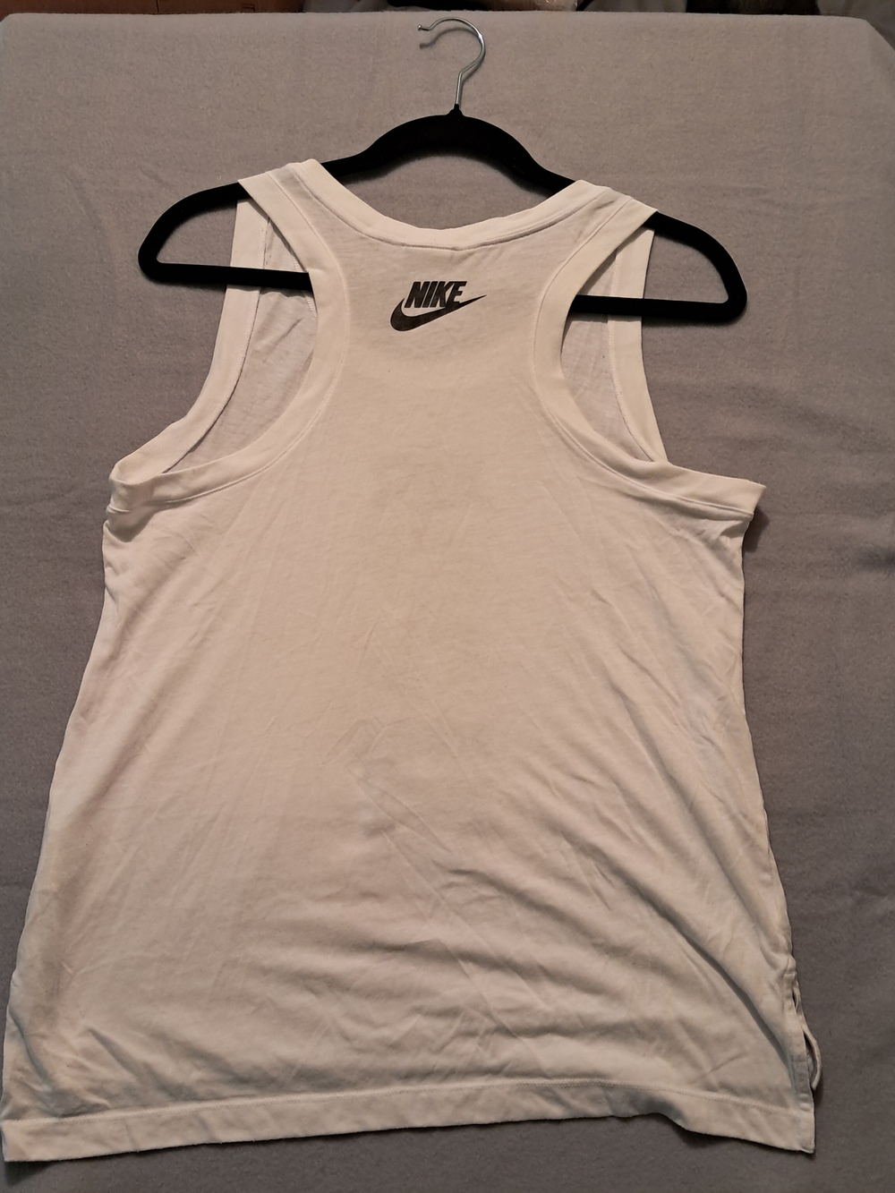 Nike Women's White Racerback Tank with Black Logo